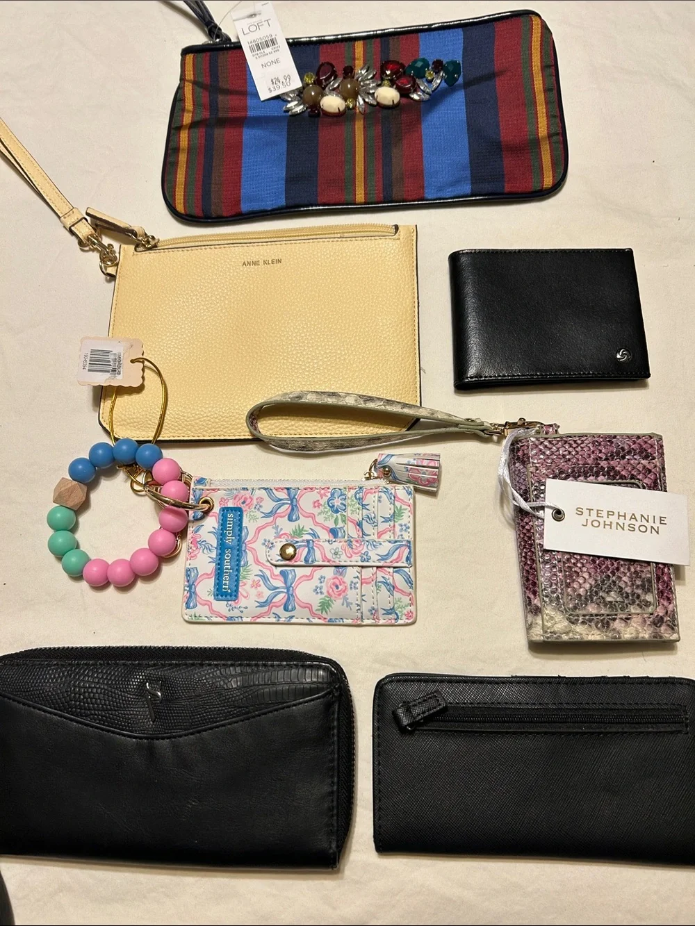 Anne Klein Pale Yellow Leather Wristlet with Gold Hardwareall 7 pc